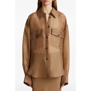 Khaite Mahmet Oversized Collared Shirt in Toffee S